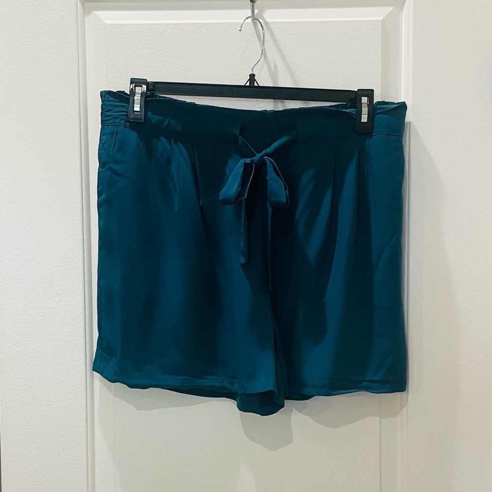 NEW…DR2 by Daniel Rainn Tie Front Teal Shorts - Picture 2 of 4